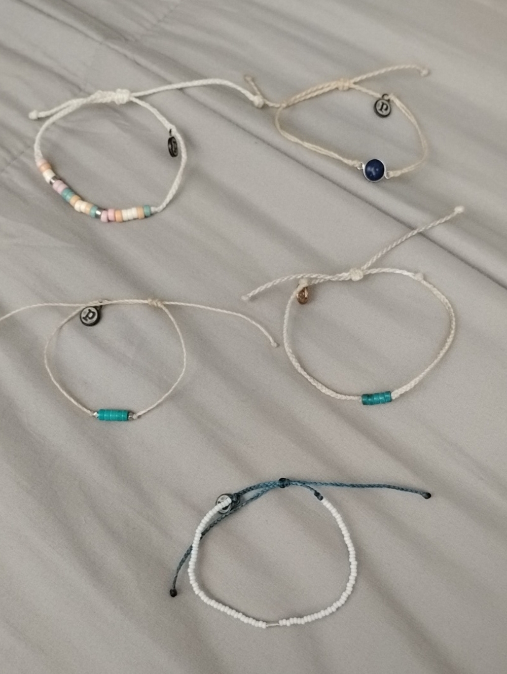 Pura Vida Mixed Pastel and Turquoise Bead Bracelets with White and Navy Accents